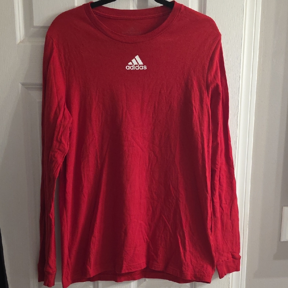 Adidas Men's Vibrant Red Long Sleeve Tee